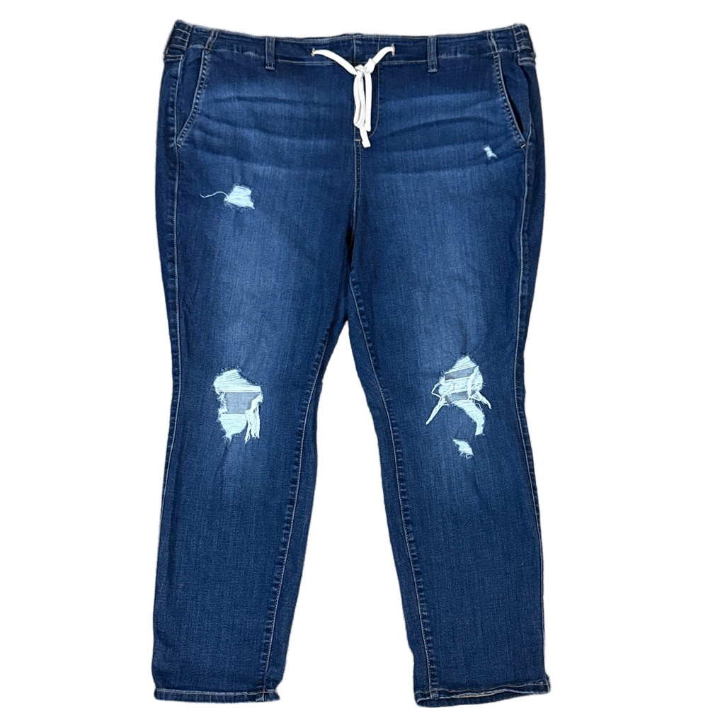 Torrid Dark Blue Pull-On Boyfriend Straight Super Soft Mid-Rise Jean SKU0880 - Picture 3 of 15